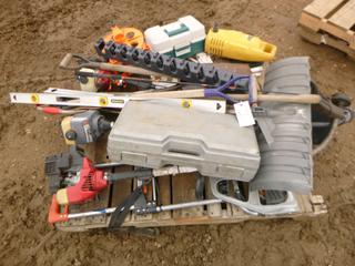 Qty of Misc. Items, Weed Wackers, Shovels, Levels, Reels and Step Ladder