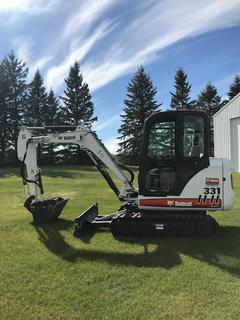 2007 Bobcat 331G Compact Excavator c/w Kubota V2203 2.2L Diesel, Cab, A/C, Heater, Joystick, Aux Hyd, 24 In. Digging Bucket, 5 Ft. Blade, Thumb, 12 In. Tracks, Showing 191 Hrs, SN 234316975 **Located In Sturgeon County, For More Information Contact Connor 780-218-4493**