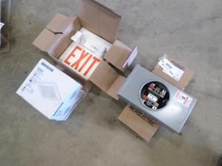 Assorted Electrical Items: Lumacell Exit Signs, Broan E050 Ventilation Fans, Thomas Betts Electrical Box (C1)