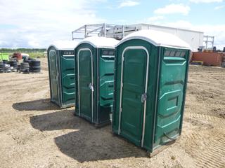 (3) Porta-Potties, (2) Unisex, (1) Woman's, *Note: Damage to Base of One*