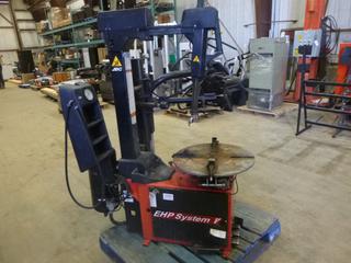 John Bean 17622 EHP System-V Tire Changer c/w 120V, 60 Hz, Single Phase, Made In Italy (Z) *Note: Requires Repair, Table Clamp Broken Off*