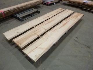 (3) Live Edge Pine, Natural Blue and Red Stain, Cut From Same Log, 99 In. x 12-15 In. x 2 In. Thick (Y-3-2)