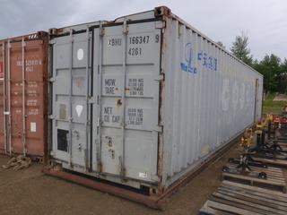40 Ft. Storage Seacan Container c/w Electric Installations, Side Door, Skidded (42Ft. Skid), Setup as Warehouse/Storage Racking