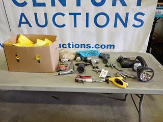 Assorted Items: Tarps, Air Tools, Duffle Bags, Chargers, Flashlights And More (P-4-3)