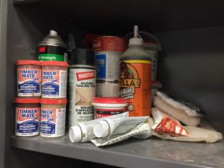 Assorted Spray Adhesive, Glue & Wood Filler.