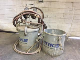 Binks Pressure Pot c/w Regulator, Extra Tank & Air Hose.