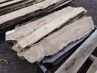 Located At Century's Yard High River (6) Live Edge Green Ash Slab, Approx. 4ft to 7ft x 12in x 2in.