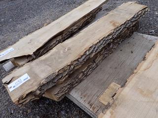 Located At Century's Yard High River (3) Live Edge Green Ash Slab, Approx. 4ft to 7ft x 12in x 2in.