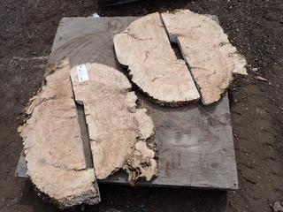 Located At Century's Yard High River (4) Live Edge Maple Burl Slab, Approx. 3ft x 12in x 2in.