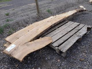 Located At Century's Yard High River (4) Live Edge Choke Cherry Slab, Approx. 8ft x 12in x 2in.