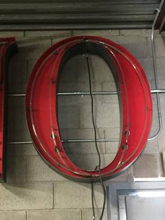 "O" Light Up Wall Sign, 44 1/2 In. H.