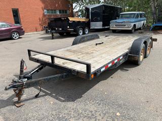 2005 PTL Trailers 16 Ft. T/A Car Hauler c/w 3500 Lbs. Axles, Slide Out Steel Ramps, ST205/75R16 Tires, 2-5/16 In. Hitch. VIN 2P9BB62B151061089. **Note: Hole In Deck**