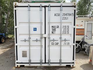 20 Ft. Storage Container ACSU2047845. NOTE: **NOTE: Exceeds Available Forklift Capacity, Buyer Responsible for Load Out**