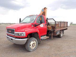 2006 GMC C5500 4x4 S/A Deck Truck c/w Duramax 6.6L V8 Turbo Diesel, AT, A/C, Effer Knuckle Crane, Brake Control, Tow Control, 245/70R19.5 Tires, Showing 560,974 Kms, VIN 1GDE5C3246F402918
