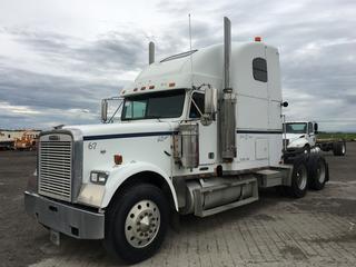 1998 Freightliner FLD120 T/A Truck Tractor c/w Detroit Series 60, Eaton Fuller 18 Spd, A/C, Sleeper, Air Ride Susp., 12,000 LB Front, 40,000 LB Rear Axles, GVWR 52,000 LBS, 11R24.5 Tires, Showing 900,696 Kms, VIN 2FUPDSZB9WA978778 