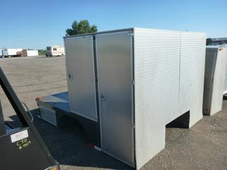 Steel Truck Deck w/Storage Cabinets Overall 93 In. W x 10 Ft. L, (2) Cabinets 2 Ft. W x 6 Ft. H, (1) Cabinet 29 In. W x 52 In. H) & (1) Cabinet 18 In. W x 52 In. H, Control # 7411