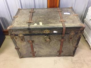 Antique Steamer Trunk. 34 In. L x 21 In. W x 24 In. H.