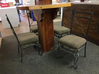 Set of (4) Metal & Cushion Dining Chairs,