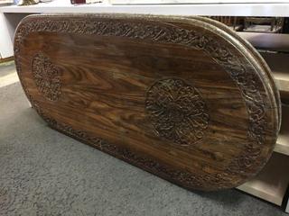 Wood Carved Dining Table Top. Approximately 85 In. Length, 41 1/2 In. Width. 