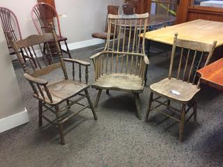 (3) Wooden Dining Chairs.