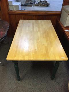 Wood Dining Table. 59 In. L x 35 In. W x 29 1/2 In. H.