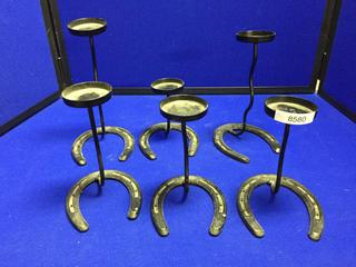 (6) Horse Shoe Candle Holders. Base of Candle Holder is 2 1/8 In.