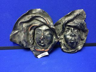 (2) Small Leather Painted Masks.