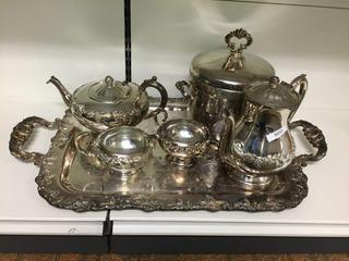 Silver Tea/Coffee/Cream/Sugar/Ice Bucket & Tray.