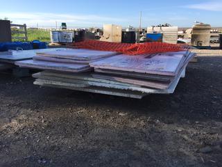 Quantity of Styrofoam Sheets 1 In Thick 2 Ft x 8 Ft ,  4 Ft x 8 Ft and (1) Small Piece of Orange Construction Fence.