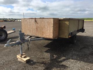 13 Ft. S/A utility Trailer c/w Wooden Sides, Hinged Tailgate, Wooden Storage Box, 3500 Lbs Axle, 2 In. Ball Hitch, 5.70/5.00-8 Tires. No VIN.
