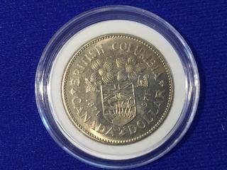 1871-1971 British Columbia Canada Silver Dollar.