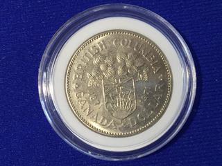 1871-1971 British Columbia Canada Silver Dollar.