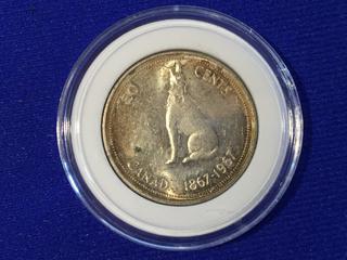 1867-1967 Canada Silver Fifty Cent Coin.