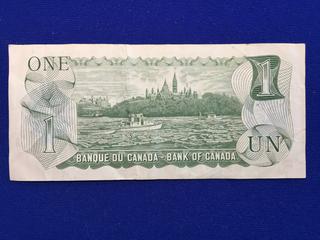 Bank Of Canada One Dollar Bill. S/N ECK7068669.