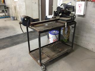 Delta 14 In Abrasive Cut Off Saw on Rolling Work Table c/w Record No 4 Vise.