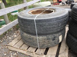 (2) Michelin Pilot Tires 315/80 R22.5  w/ Rims.