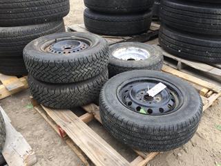 (2) Nordic Radial Winter Tires M+S P205/70 R14 w/ Rims, (1) Goodyear Alegra Tire M+S P205/65 R15 92T w/ Rim and (1) Ultra Trac Tire ST 185/80 P13 w/ Rim.