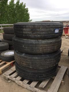 (4) Tires 11 R22.5 w/ Dayton Rims  148/145 M 120 PSI (16 PR).