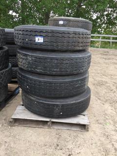 (4) Michelin Tires 11 R24.5 XDE M+S w/ Dayton Rims.