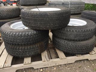 (4) Bridgestone Tires FR 78-15 w/ Rims and (1) Yokahama Tire 215/70 R15 98Q w/ Rim.