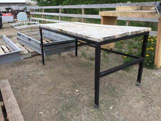 Metal Framed Work Table w/ Wooden Top 72 In x 36 In x 35 In .