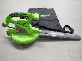 Greenworks Model 24072 12A Corded Handheld Blower Vacuum.