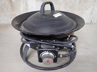 Outland Firebowl Propane Fire Pit c/w Lid & Hose Attachment.