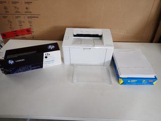 HP LaserJet Pro M102W Printer c/w Paper & Ink Cartridge.