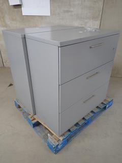 (2) Grey 3-Drawer Lateral File Cabinets, 36 In x 19 In x 39 1/2 In