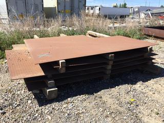 Selling Off-Site -  Quantity of Assorted 1/4 In Steel Checker Plate. *Located at 234155 Wrangler Road SE, Calgary, AB*