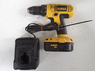 DeWalt 1/2 In  VSR Cordless Drill c/w 18V Battery and Charger.