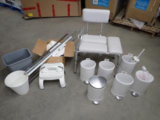 Quantity of Waste Bins, Step Stool, Padded Transfer Shower Bench.