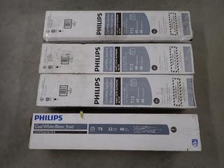 (1) Philips Fluorescent Light Bulb Cool White T8 and (3) Philips Fluorescent Light Bulbs Coole White Supreme T12.