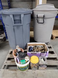 (2) Garbage Bins w/ Door Hardware and Saw Blades